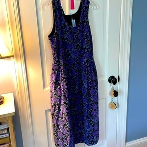 Super groovy girly vintage corduroy, purple rose print floral jumper dress M 🌹
